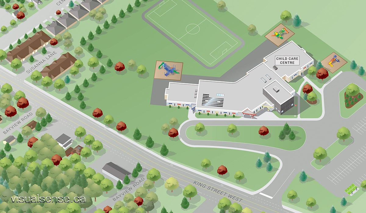 aerial view of school illustration