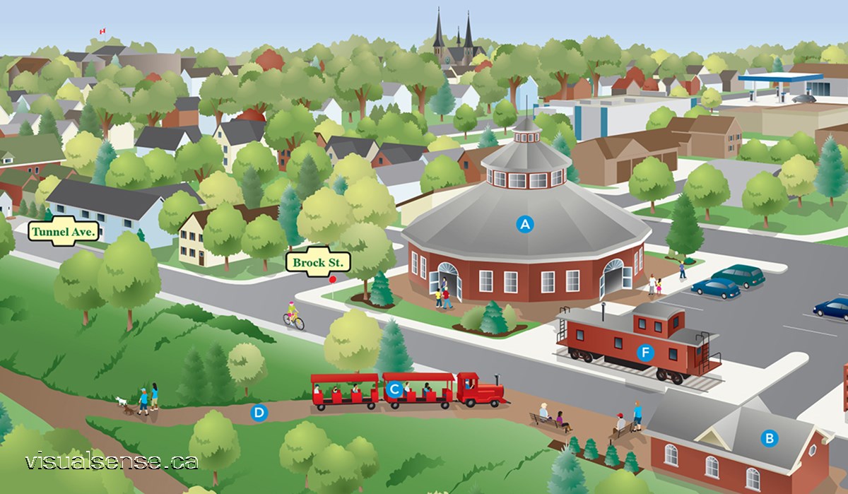 Brockville rail tunnel roundhouse illustration