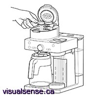 Technical illustration of a coffee pot